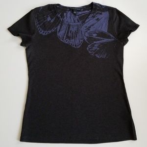 BR Gray Tee with Lavender Design, Size L